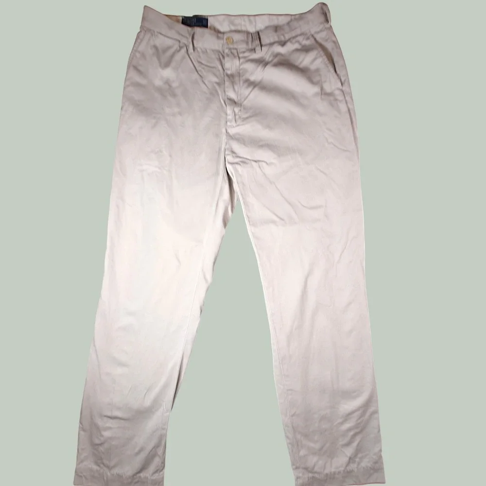 VTG Polo Ralph Lauren Mens Chino Pants 36x34 Khaki Tan Cotton Straight Leg